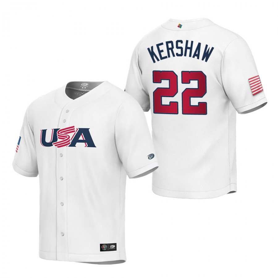 Clayton Kershaw Youth USA Baseball White 2023 World Baseball Classic