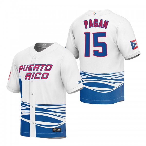 Emilio Pagan Men's Puerto Rico Baseball White 2023...