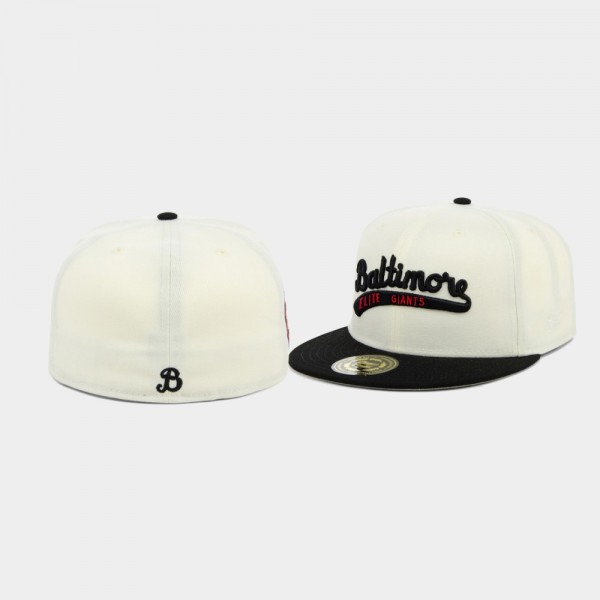 Men's Baltimore Elite Giants Team Fitted Hat Cream...