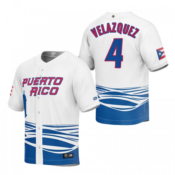 Nelson Velazquez Men's Puerto Rico Baseball White ...