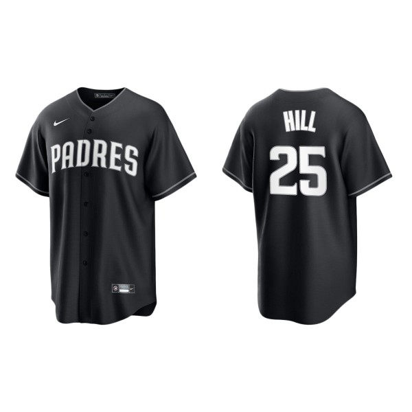 Men's San Diego Padres Tim Hill Black White Replic...