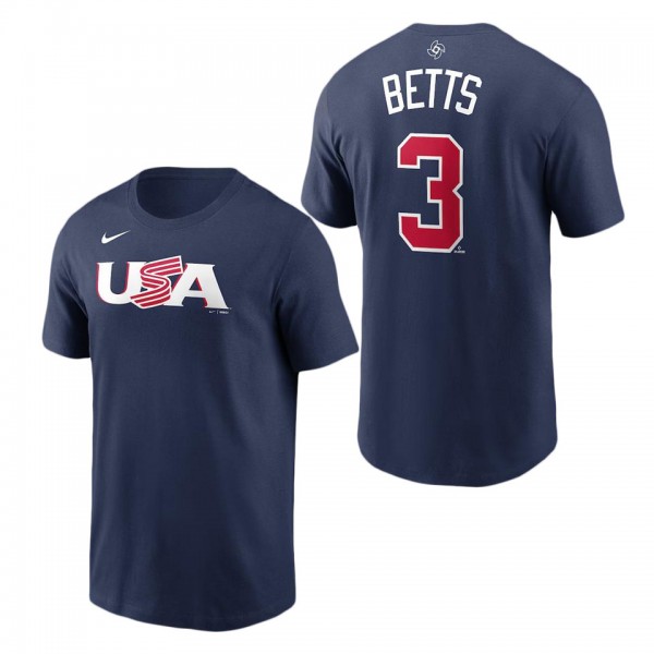 Men's USA Baseball Mookie Betts Nike Navy 2023 Wor...