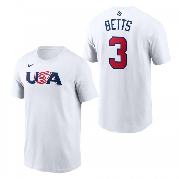 Men's USA Baseball Mookie Betts Nike White 2023 Wo...