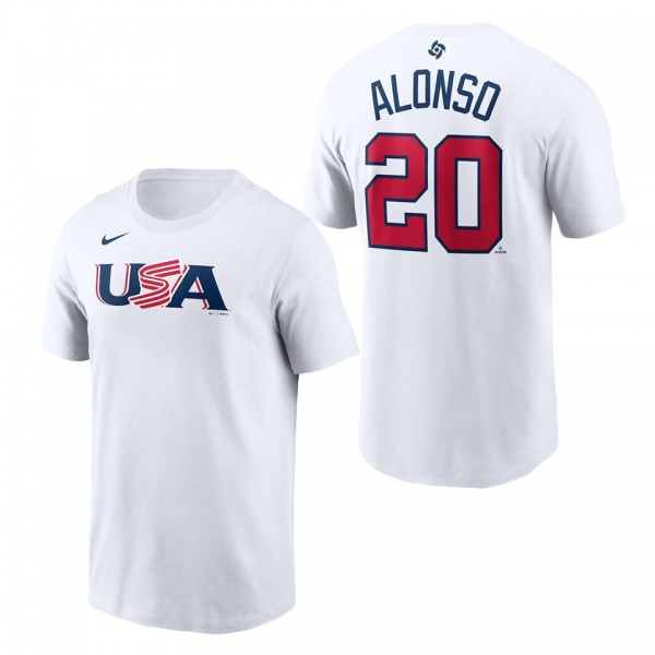 Men's USA Baseball Pete Alonso Nike White 2023 Wor...