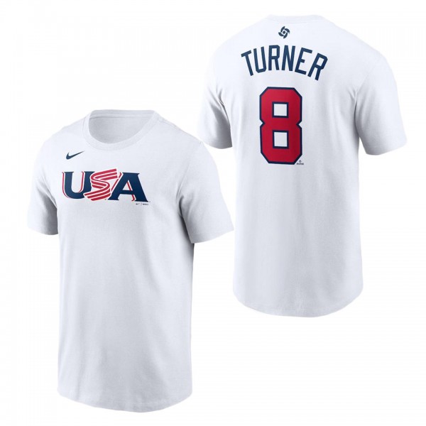 Men's USA Baseball Trea Turner Nike White 2023 Wor...