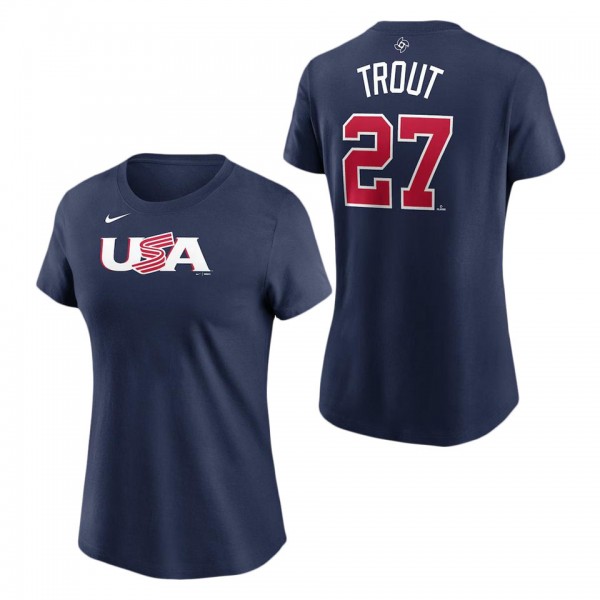 Women's USA Baseball Mike Trout Nike Navy 2023 Wor...