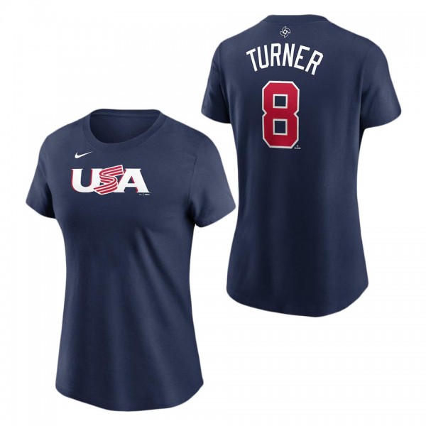 Women's USA Baseball Trea Turner Nike Navy 2023 Wo...