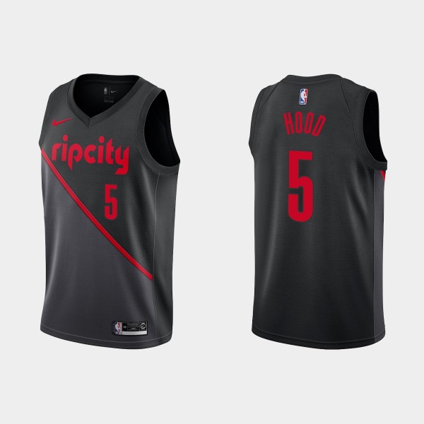 Blazers Rodney Hood #5 18-19 City Jersey Black