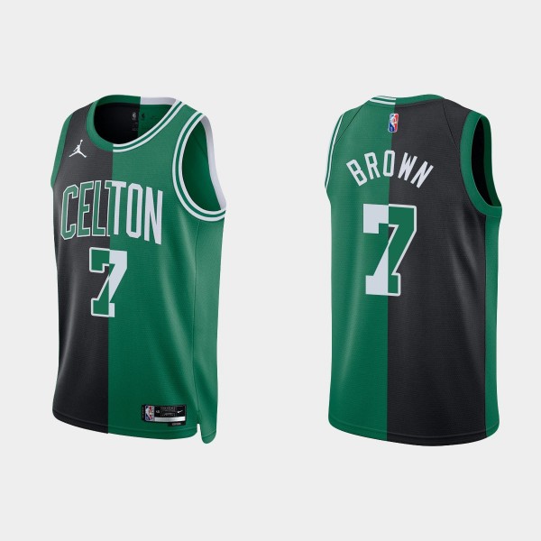 Celtics Jaylen Brown Split NBA 75th Jersey Black G...