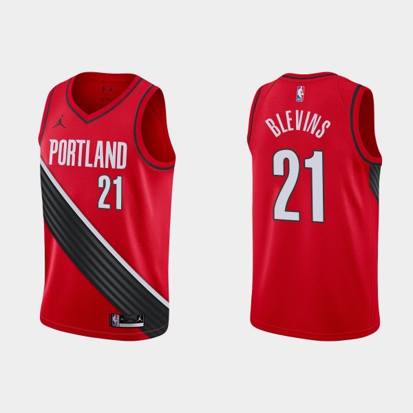 Blazers NO. 21 Keljin Blevins Red Jersey Statement