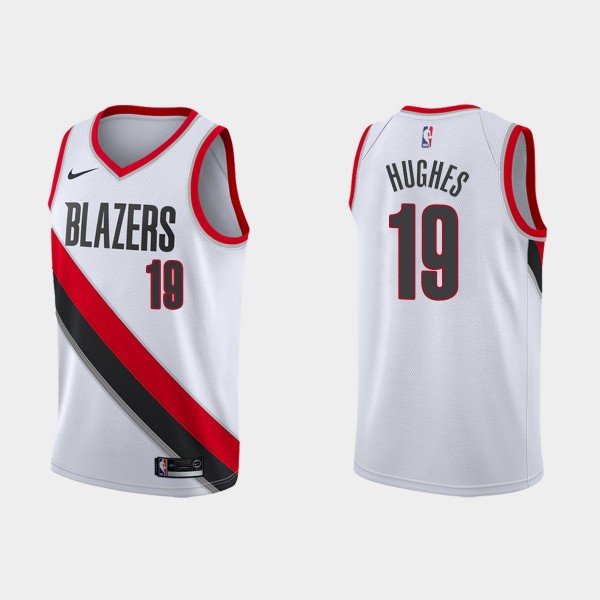 Blazers White #19 Elijah Hughes Association Jersey