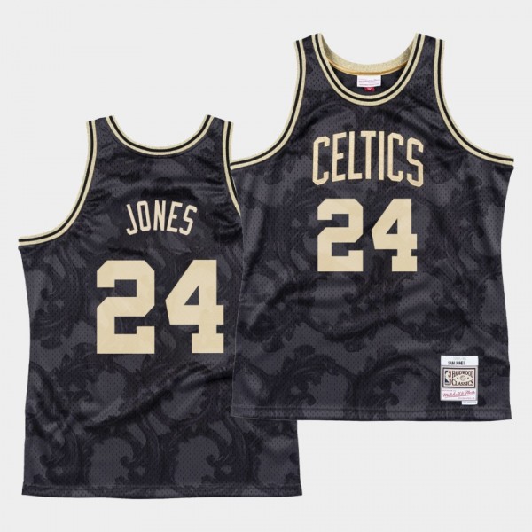 Men's Celtics Sam Jones Black Toile Jersey