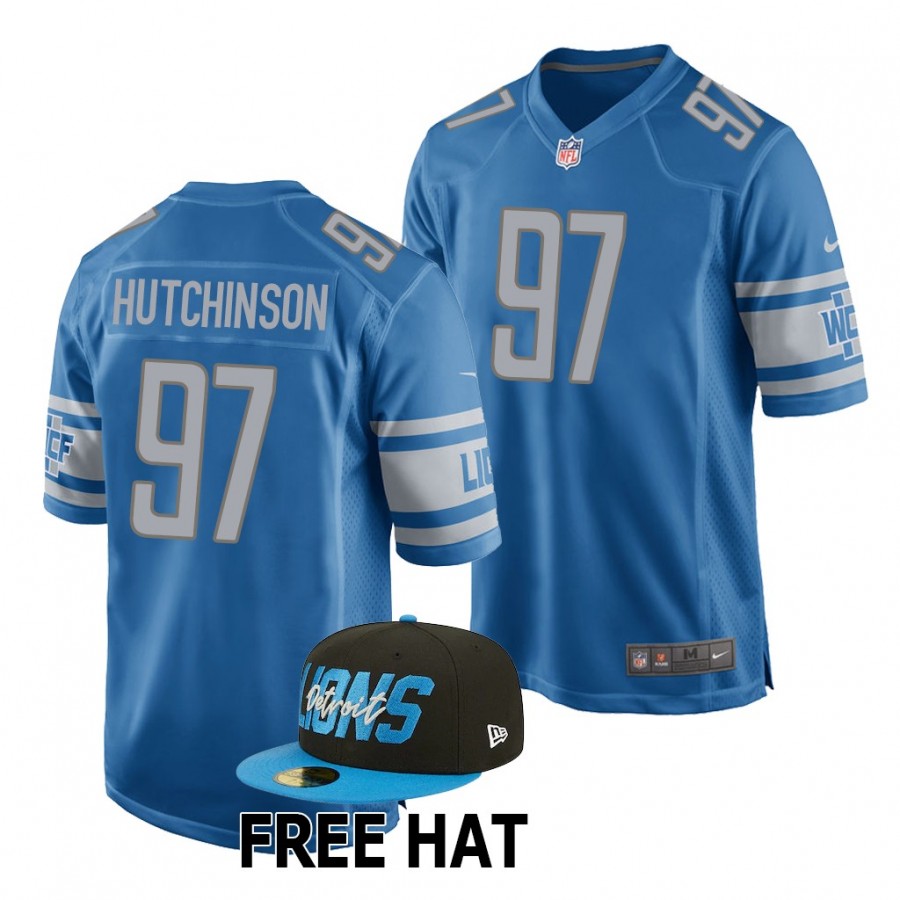 Buy Aidan Hutchinson Detroit Lions Majestic Threads Name & Number Raglan  3/4 Sleeve T-Shirt - Cream/Blue F4900597 Online