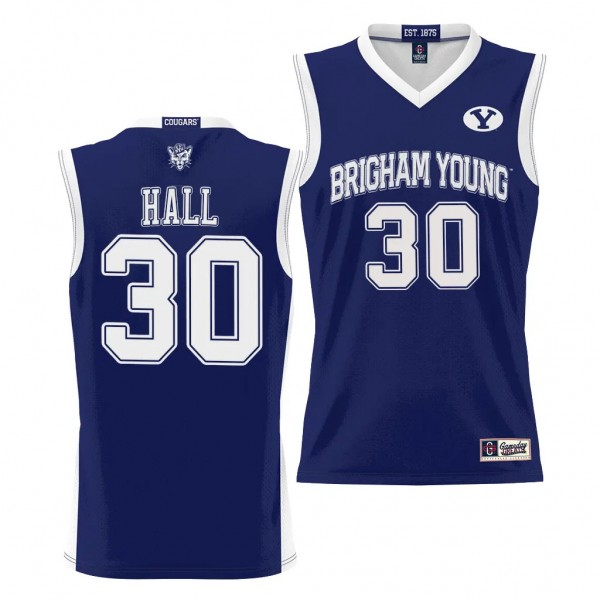 Dallin Hall BYU Cougars #30 Navy NIL Basketball Je...