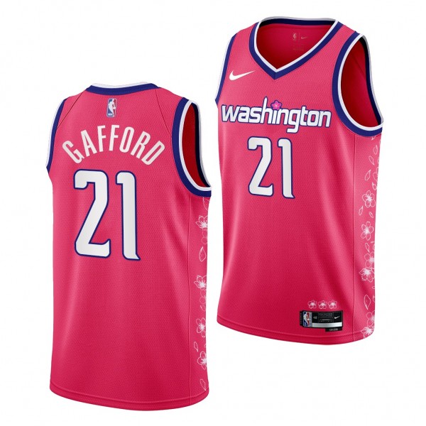 Wizards #21 Daniel Gafford Cherry Blossom City Edition Pink Men Jersey ...