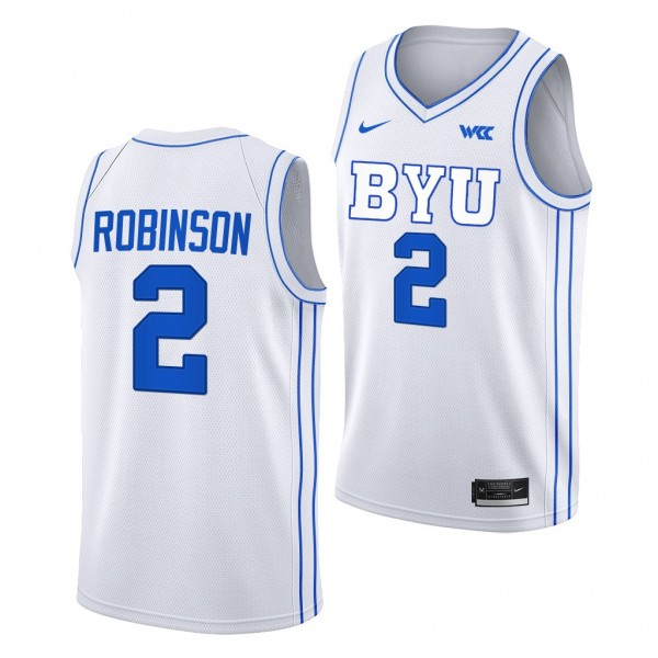 Jaxson Robinson BYU Cougars #2 White College Baske...