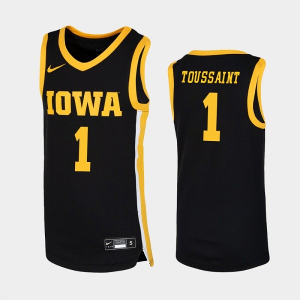 Youth Iowa Hawkeyes Joe Toussaint Replica College Basketball #1 Jersey - Black