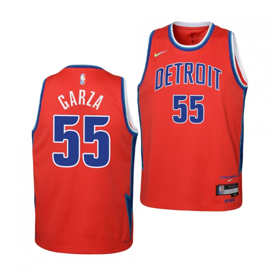 Pistons 55 Luka Garza NBA 75th City Edition Red Youth Jersey Iowa 2021