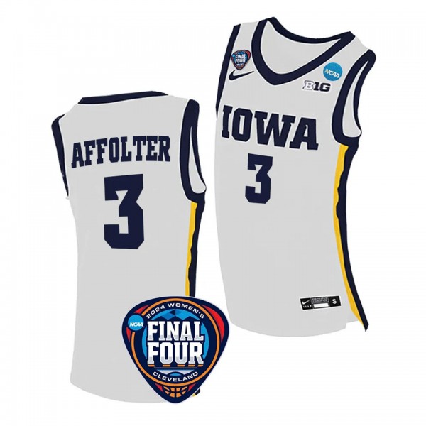 Sydney Affolter Iowa Hawkeyes #3 White 2024 NCAA M...