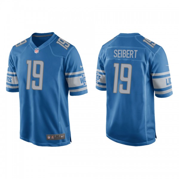 Men's Detroit Lions Austin Seibert Blue Game Jerse...