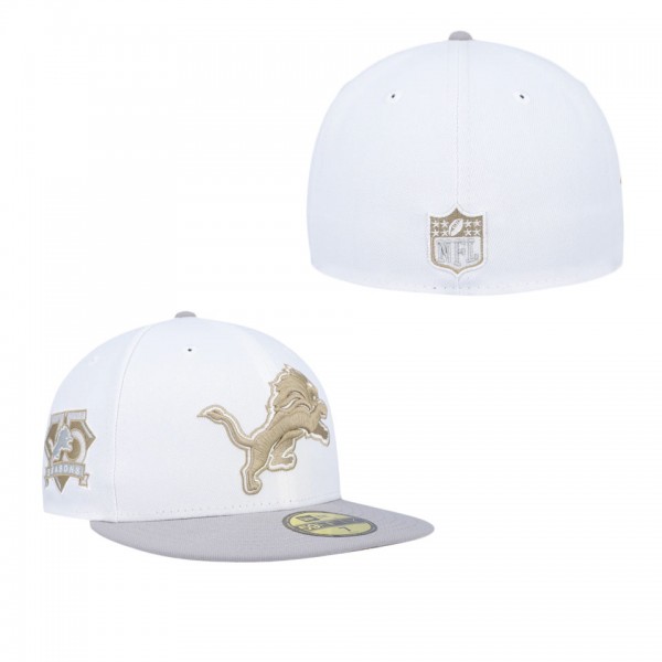 Men's Detroit Lions White Gray 75th Anniversary Go...