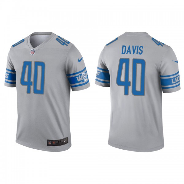 Men's Detroit Lions Jarrad Davis Gray Inverted Leg...