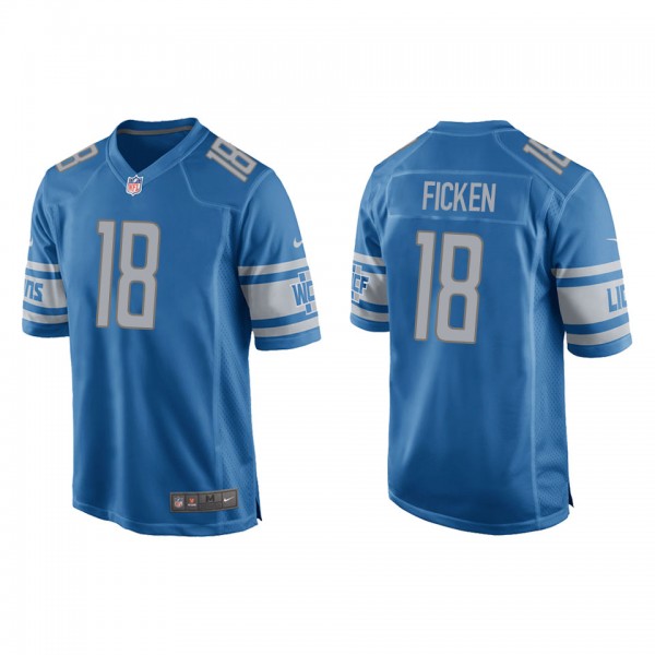 Men's Detroit Lions Sam Ficken Blue Game Jersey