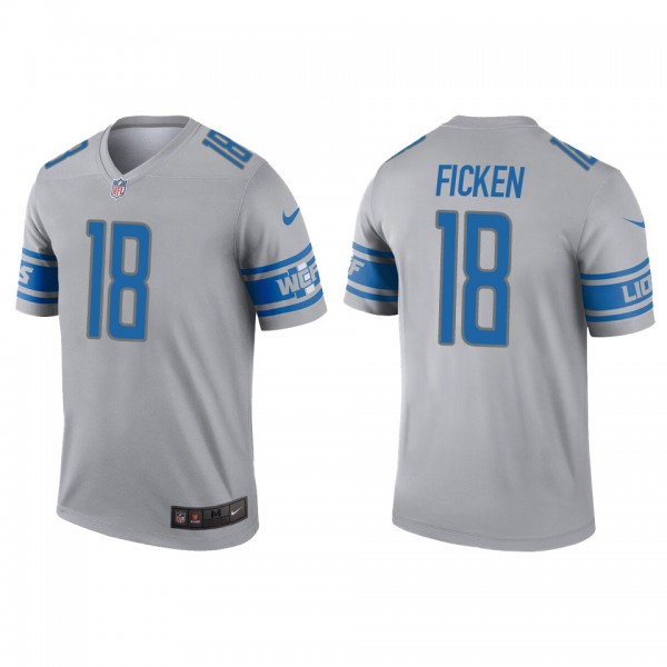 Men's Detroit Lions Sam Ficken Gray Inverted Legen...