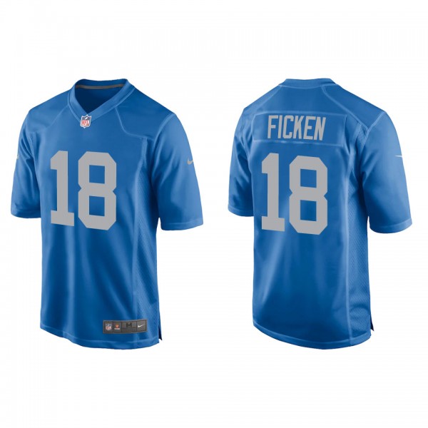 Men's Detroit Lions Sam Ficken Blue Throwback Game...