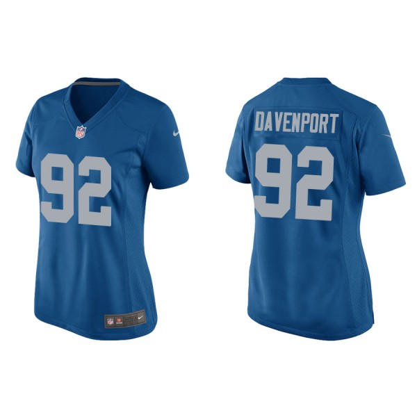 Women's Detroit Lions Marcus Davenport Blue Throwb...