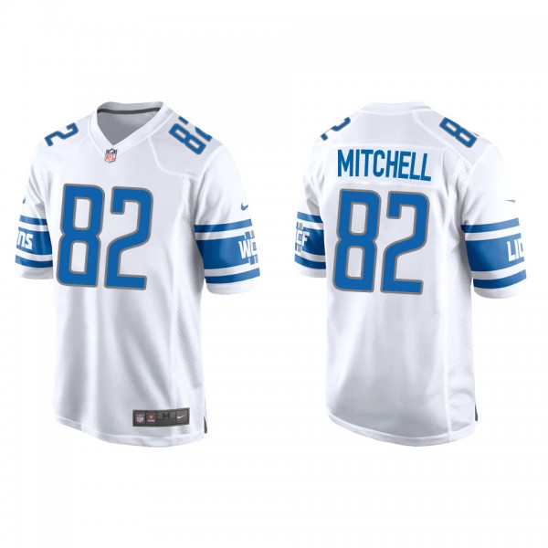 Men's Detroit Lions James Mitchell White Game Jers...