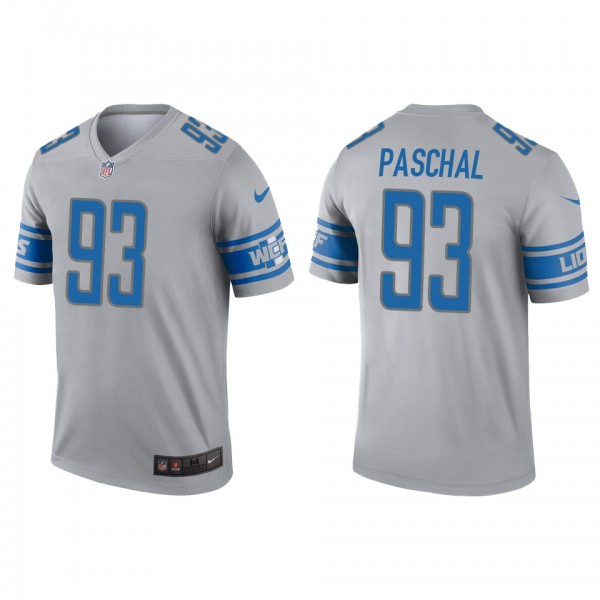 Men's Detroit Lions Josh Paschal Gray Inverted Leg...