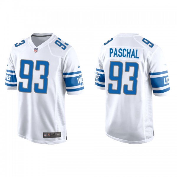 Men's Detroit Lions Josh Paschal White Game Jersey