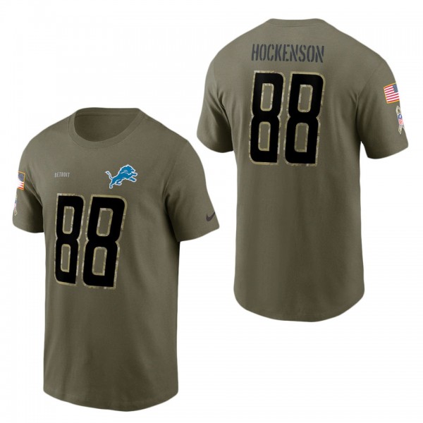 Men's Detroit Lions T.J. Hockenson Olive 2022 Salu...