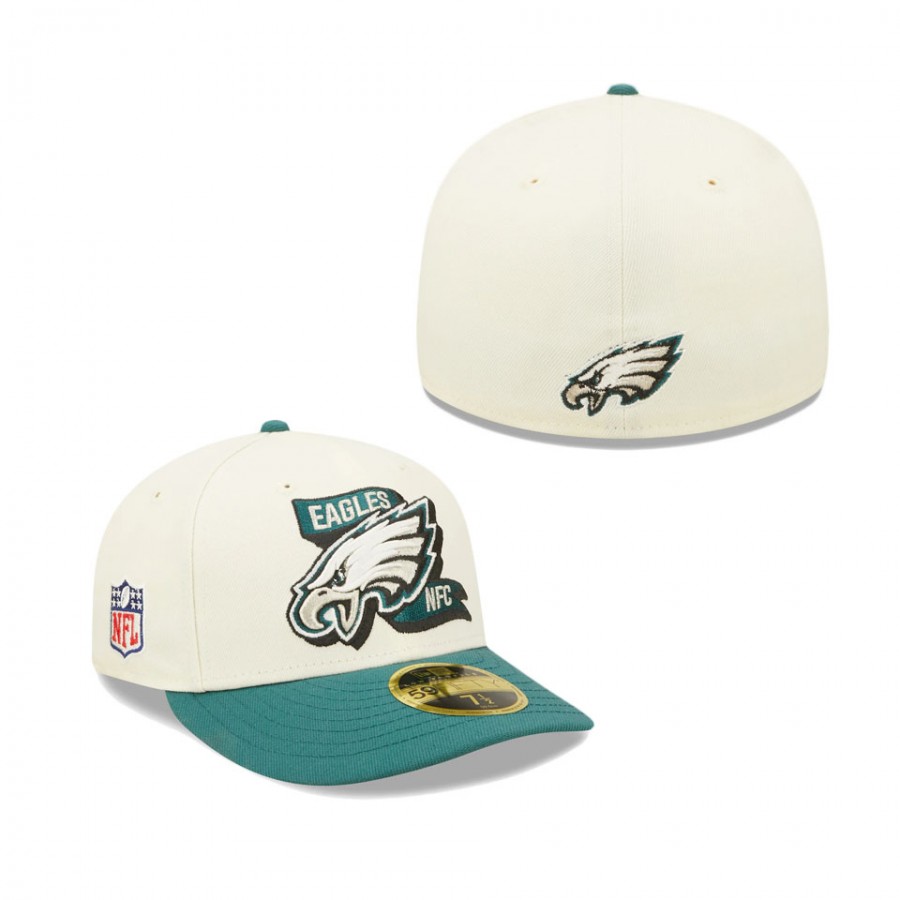 Philadelphia Eagles Cream Green Sideline Low Profile Fitted Hat