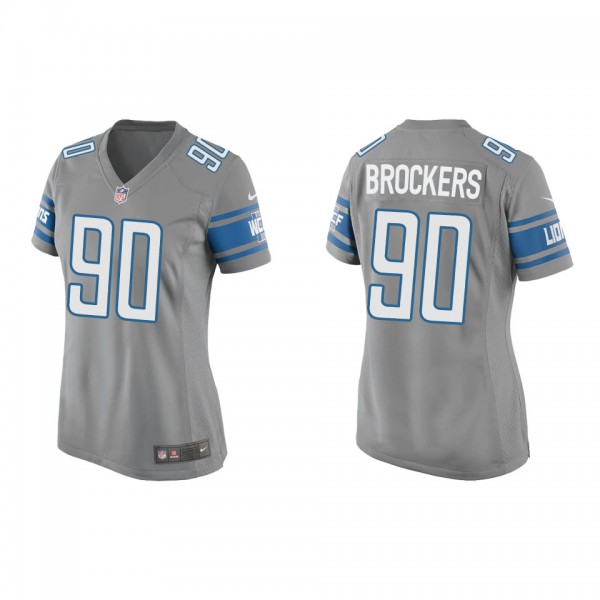 Women's Detroit Lions Michael Brockers Silver Game...