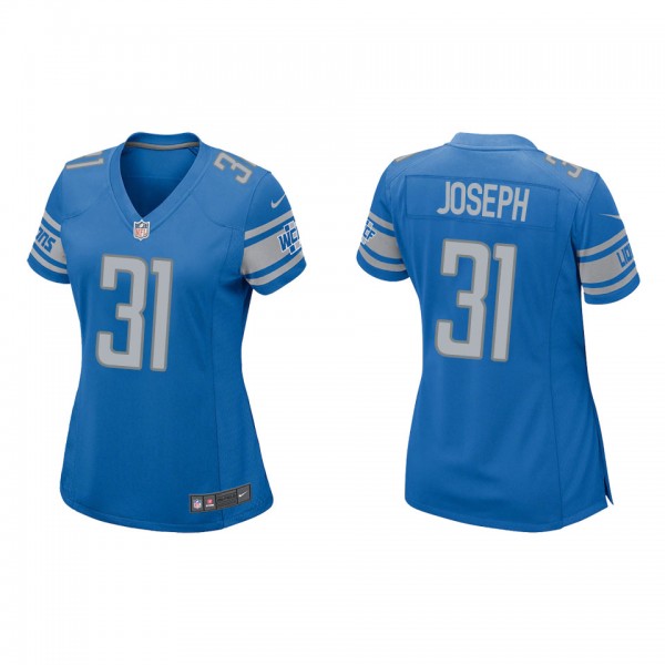 Women's Detroit Lions Kerby Joseph Blue Game Jerse...