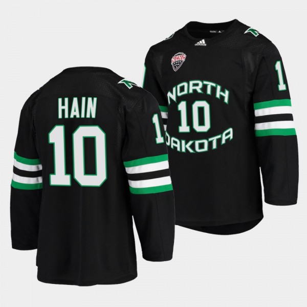 Gavin Hain North Dakota Fighting Hawks 10 College Hockey Black 2022 Jersey