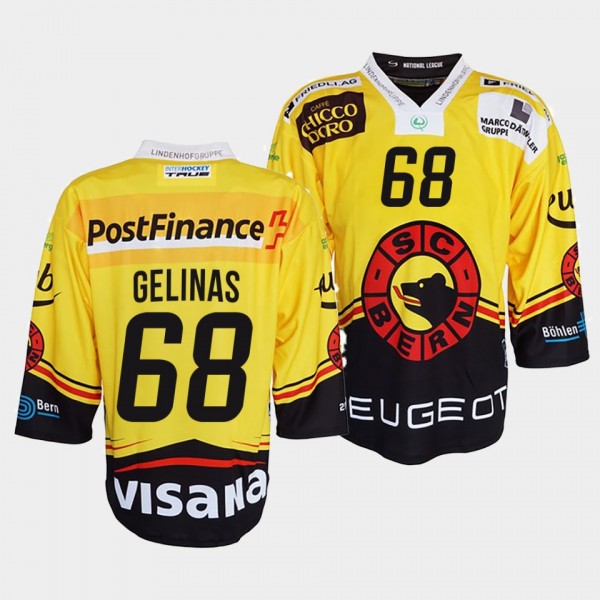 Eric Gelinas #68 SC Bern Jersey Men's 2022 Ice Hoc...