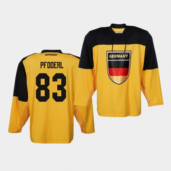 Germany Team #83 Leonhard Pfoderl 2019 IIHF World Championship Yellow Jersey