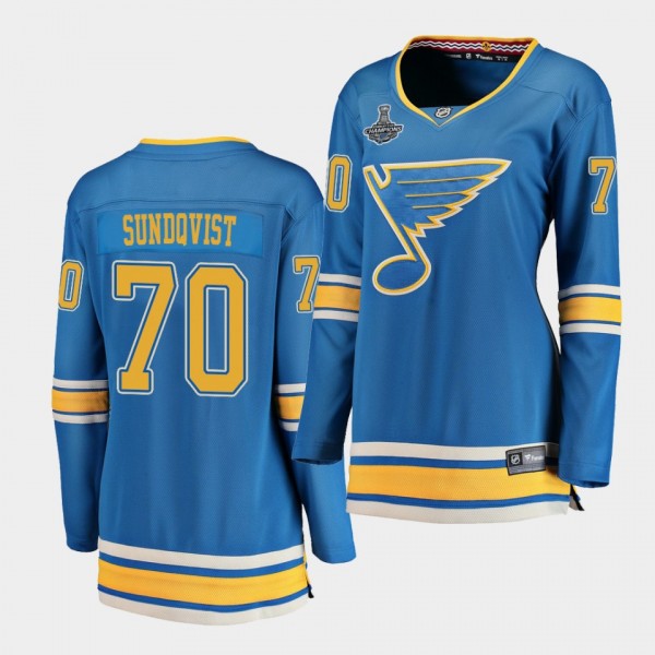 Blues Oskar Sundqvist #70 Blue 2019 Stanley Cup Ch...