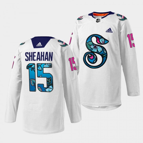 Kraken Riley Sheahan Pride Night Warmup White Jers...